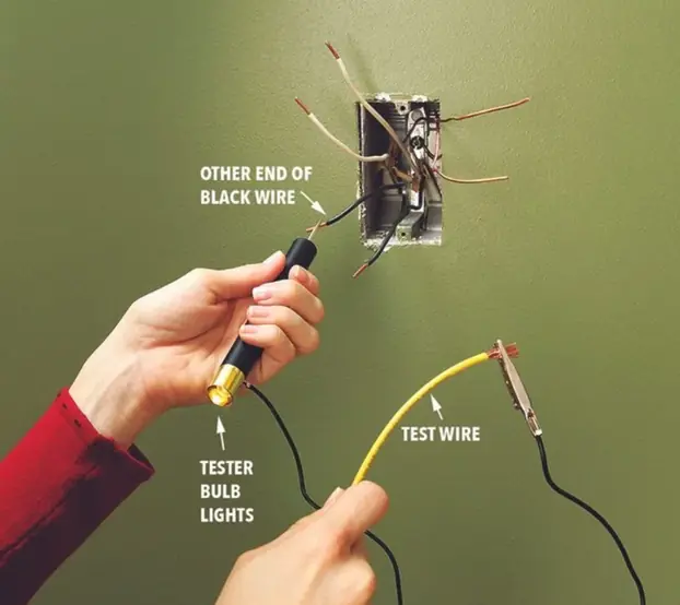 Wires testing using a light bulb tester