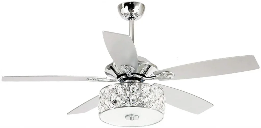 Parrot Uncle Crystal ceiling fans for open kitchen décor and ventilation