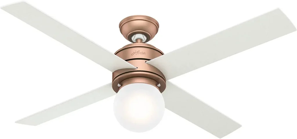Easy-to-clean copper ceiling fan with light
