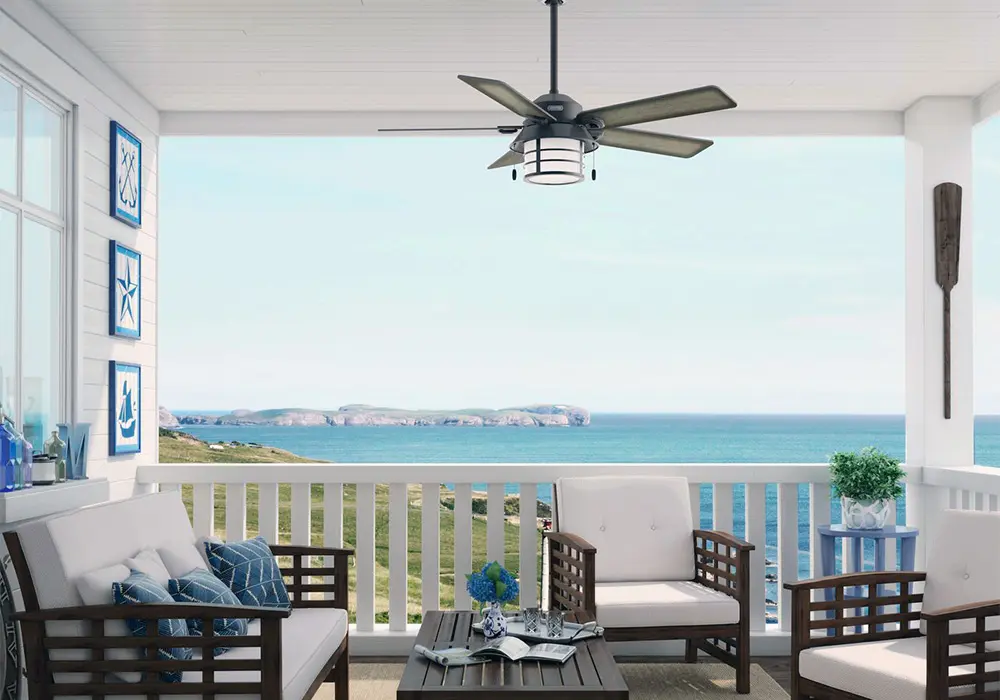 A five-blade large patio fan to install in an outside area of your home