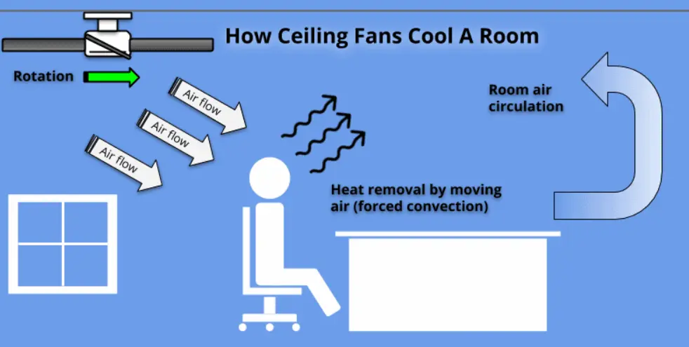 how ceiling fan cools a room